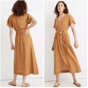 Madewell mustard colored midi dress